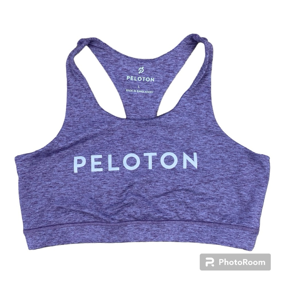Peloton Athletic Womans Sports Bra Purple Large Razorback Workout Comfort